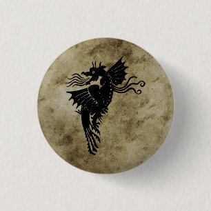 Dragon Silhouette Spirit Animal Totem Emblem Ronde Button 3,2 Cm