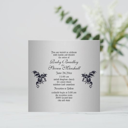 Dragon Silver Faire-part de mariage (Debout devant)