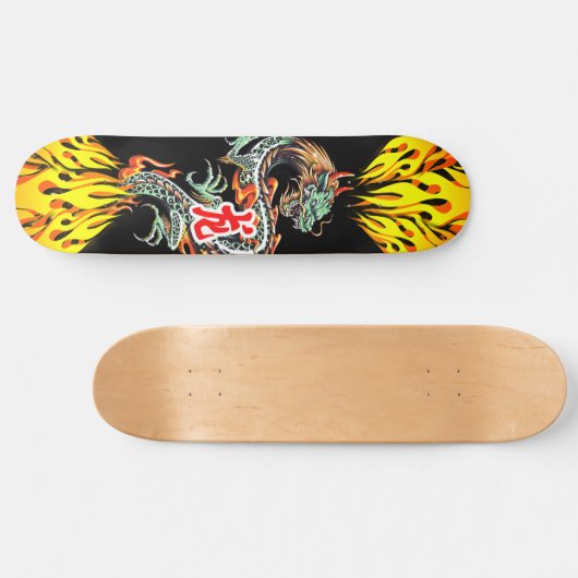 Dragon Skateboard with Flames (Horz)