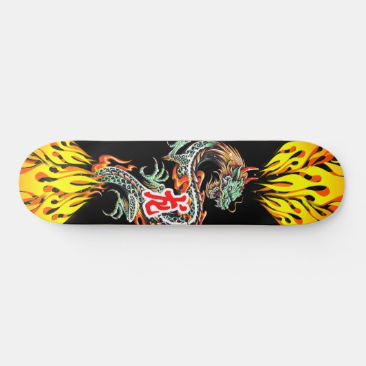 Dragon Skateboard with Flames (Horz)