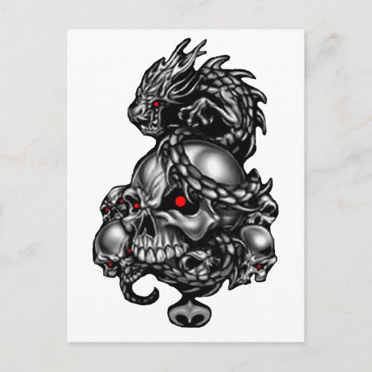 Dragon Skulls Briefkaart (Voorkant)