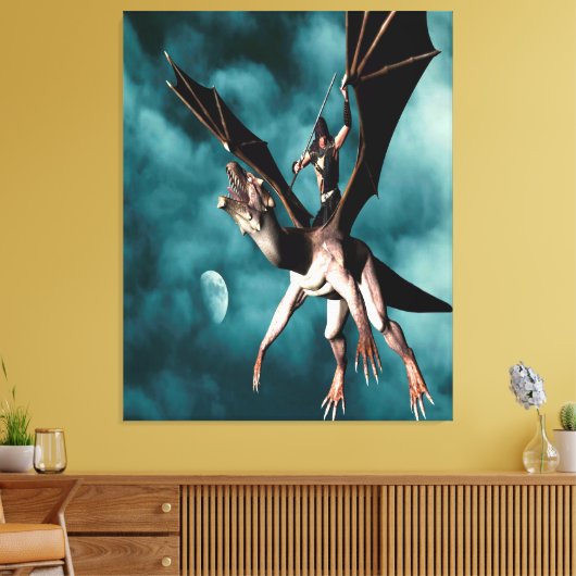 Dragon Sky Warrior Canvas Afdruk (Insitu (Woonkamer))