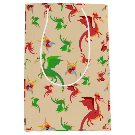 Dragon Slayer Knight Boy Verjaardagsfeestje Medium Cadeauzakje (Voorkant)