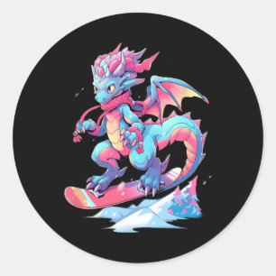 Dragon Snowboard Snowboarder Winter Ronde Sticker