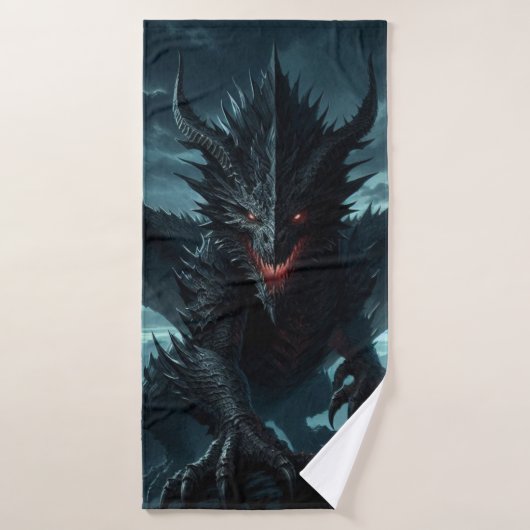 Dragon sombre et médiéval (Serviette de bain)