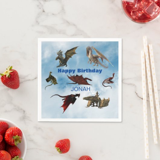 Dragon Species Fun Fantasy Personalized Birthday N Servet (Insitu)