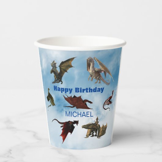 Dragon Species Fun Fantasy Personalized Birthday Papieren Bekers (Voorkant)