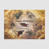 Dragon Species Fun Fantasy Personalized Birthday Tissuepapier (Voorkant)