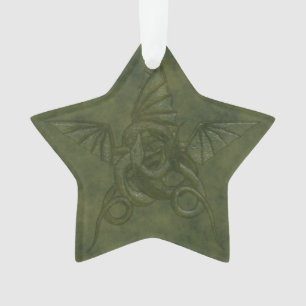 Dragon Star - Embossée en cuir vert
