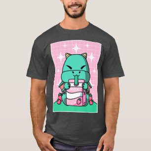 Dragon Strawberry Milk Shake Carton Japanse Kawai T-shirt