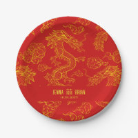 Dragon Style Double Happiness Symbool Rood+Goud St