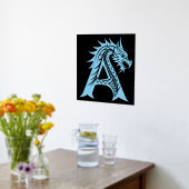 Dragon Style Letter A, Dragon Alphabet, Monogram Folie Afdrukken (Laag (Keuken))