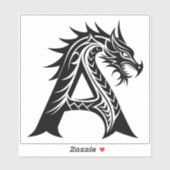 Dragon Styled Letter A, Dragon Alphabet, Monogram Sticker (Vel)