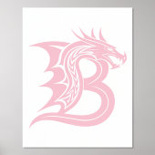 Dragon Styled Letter B, Dragon Alphabet, Monogram Folie Afdrukken (Voorkant)