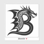 Dragon Styled Letter B, Dragon Alphabet, Monogram Sticker (Vel)