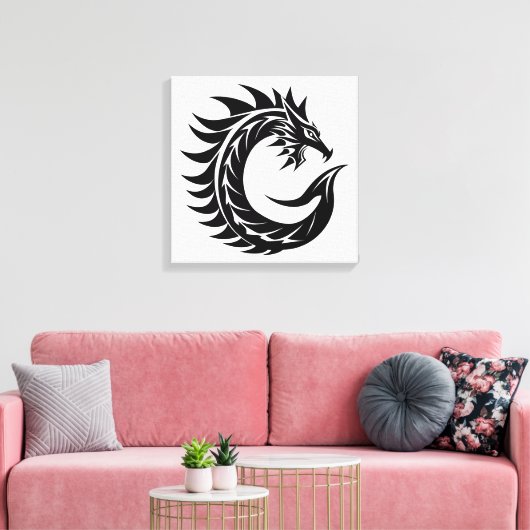Dragon Styled Letter C, Dragon Alphabet, Monogram Canvas Afdruk (Insitu (Woonkamer))