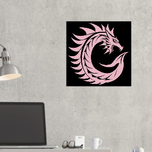 Dragon Styled Letter C, Dragon Alphabet, Monogram Folie Afdrukken