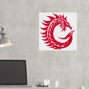 Dragon Styled Letter C, Dragon Alphabet, Monogram Folie Afdrukken