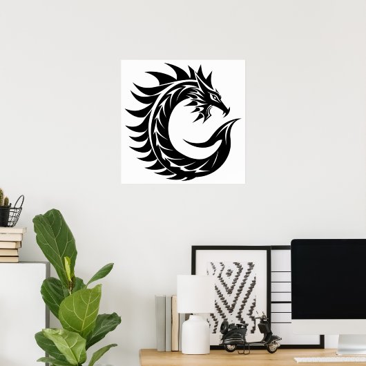 Dragon Styled Letter C, Dragon Alphabet, Monogram Poster (Thuiskantoor)