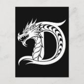 Dragon Styled Letter D, Dragon Alphabet, Monogram Briefkaart (Voorkant)
