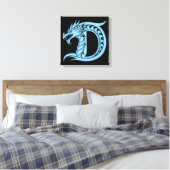 Dragon Styled Letter D, Dragon Alphabet, Monogram Canvas Afdruk (Insitu (Slaapkamer))