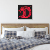 Dragon Styled Letter D, Dragon Alphabet, Monogram Canvas Afdruk (Insitu (Slaapkamer))