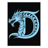 Dragon Styled Letter D, Dragon Alphabet, Monogram Foto Afdruk (Voorkant)