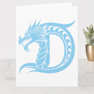 Dragon Styled Letter D, Dragon Alphabet, Monogram Kaart