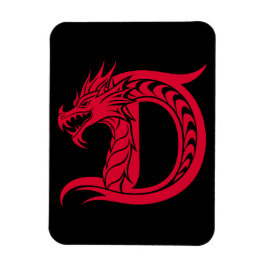 Dragon Styled Letter D, Dragon Alphabet, Monogram Magneet
