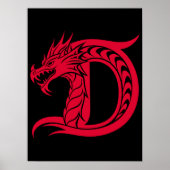 Dragon Styled Letter D, Dragon Alphabet, Monogram Poster (Voorkant)