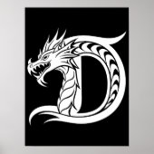 Dragon Styled Letter D, Dragon Alphabet, Monogram Poster (Voorkant)