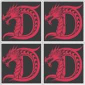 Dragon Styled Letter D, Dragon Alphabet, Monogram Sticker (Voorkant)