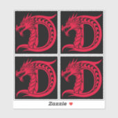 Dragon Styled Letter D, Dragon Alphabet, Monogram Sticker (Vel)