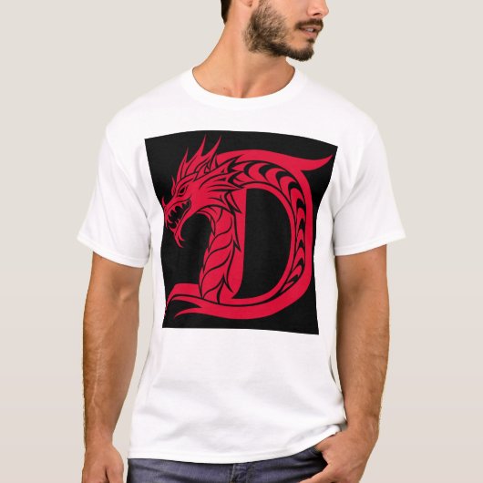 Dragon Styled Letter D, Dragon Alphabet, Monogram T-shirt (Voorkant)