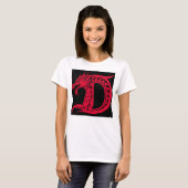 Dragon Styled Letter D, Dragon Alphabet, Monogram T-shirt (Voorkant volledig)