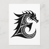 Dragon Styled Letter E, Dragon Alphabet, Monogram Briefkaart (Voorkant)