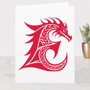 Dragon Styled Letter E, Dragon Alphabet, Monogram Kaart