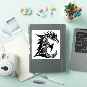 Dragon Styled Letter E, Dragon Alphabet, Monogram Sticker (iPad Cover)