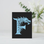 Dragon Styled Letter F, Dragon Alphabet, Monogram Briefkaart (Staand voorkant)
