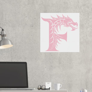 Dragon Styled Letter F, Dragon Alphabet, Monogram Folie Afdrukken