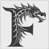 Dragon Styled Letter F, Dragon Alphabet, Monogram Sticker (Voorkant)