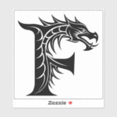 Dragon Styled Letter F, Dragon Alphabet, Monogram Sticker (Vel)