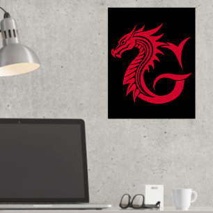 Dragon Styled Letter G, Dragon Alphabet, Monogram Folie Afdrukken