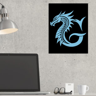 Dragon Styled Letter G, Dragon Alphabet, Monogram Folie Afdrukken