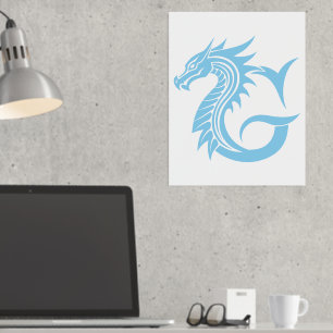 Dragon Styled Letter G, Dragon Alphabet, Monogram Folie Afdrukken