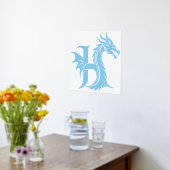 Dragon Styled Letter H, Dragon Alphabet, Monogram Folie Afdrukken (Laag (Keuken))