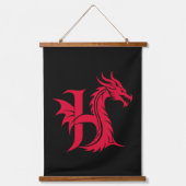 Dragon Styled Letter H, Dragon Alphabet, Monogram Hangend Wandkleed (Voorkant)