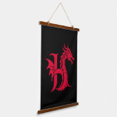 Dragon Styled Letter H, Dragon Alphabet, Monogram Hangend Wandkleed (Gebogen)