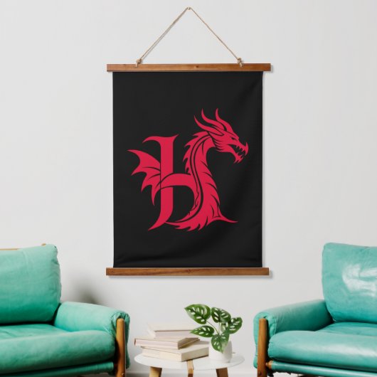 Dragon Styled Letter H, Dragon Alphabet, Monogram Hangend Wandkleed (Woonkamer)