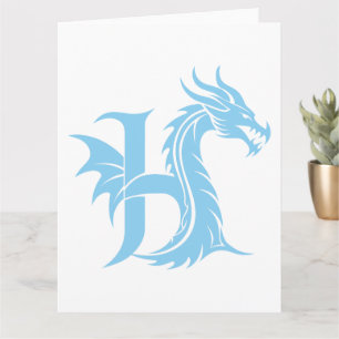 Dragon Styled Letter H, Dragon Alphabet, Monogram Kaart